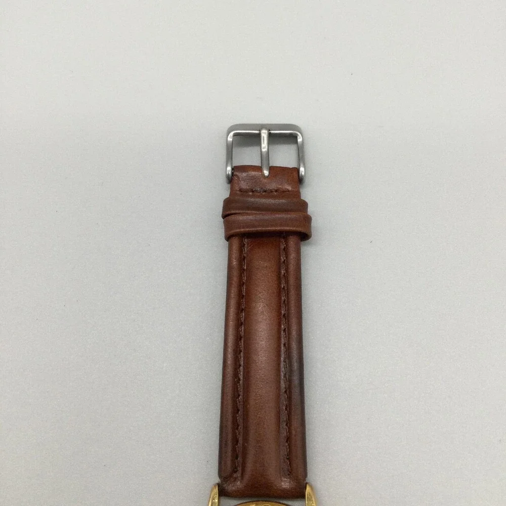 One In A Million Mens Watch 34mm Don't Look Back Gold Tone Leather New Battery
